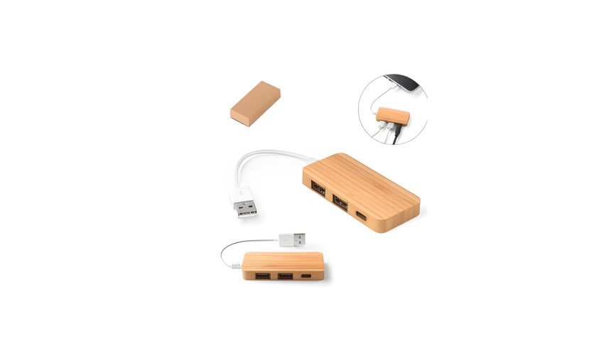 Tecnología con un Toque Natural: El Hub de Bambú Personalizado que Impulsa tu Marca con Estilo y Sostenibilidad